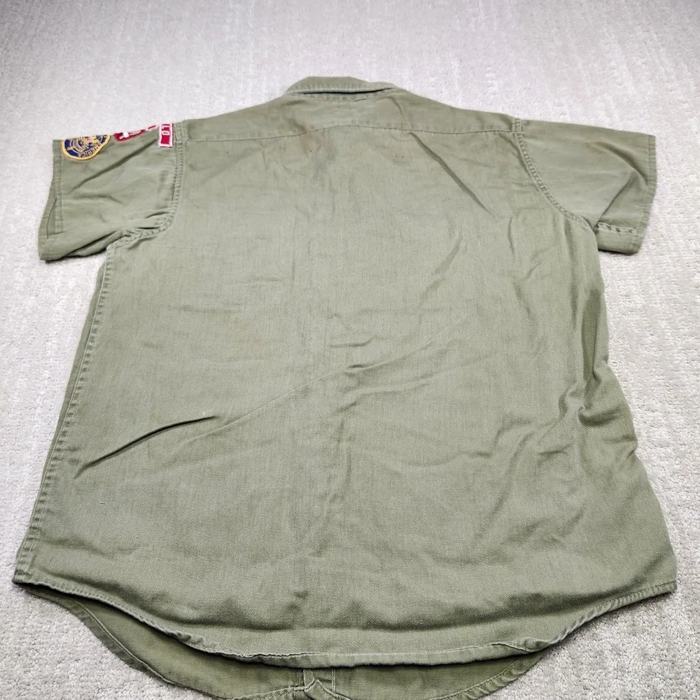 Vintage 40s Boy Scouts Shirt Men 16.5 L Sanforized Cotton WV Button Up USA Beige